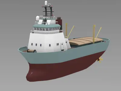 Cartoon cargo ship 3D model