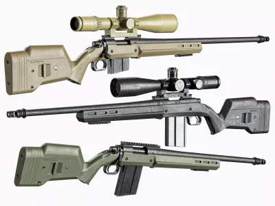 Remington 700 Magpul Tactical Sniper Rifle Low-poly 3D model