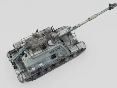 Destroyed 2S19 Msta 152 mm self-propelled howitzer M1990 3D model buy