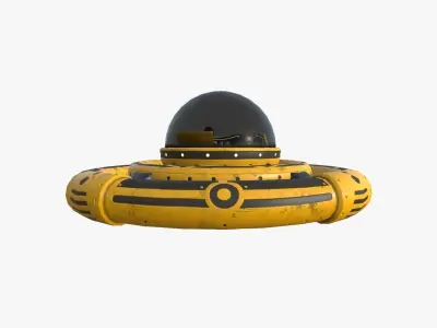 Alien Spaceship UFO E08 Yellow Dirt - Sci Fi Spacecraft Design Low-poly 3D model