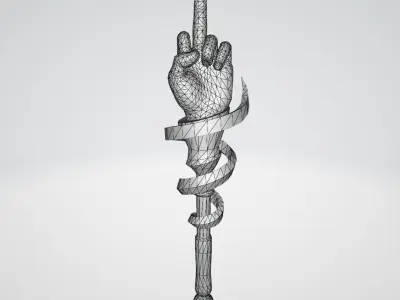 Middle finger Mace lowpoly Low-poly 3D model