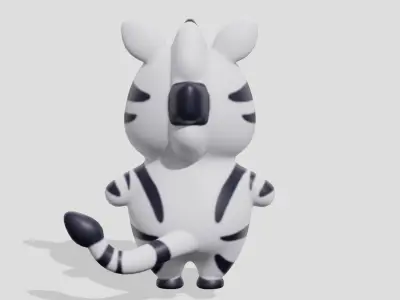 Cute little zebra  Low-poly 3D model