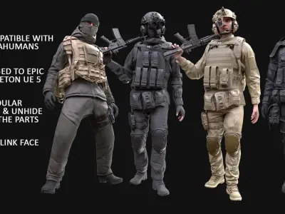 Mens Military Uniforms 3D Model Pack