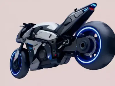 Futuristic Hover Bike  Sci-Fi Vehicle Game Ready Low Poly Low-poly 3D model
