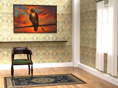 Antique Wooden Armchair Low-poly 3D model purchase