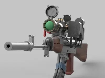 sniper rifle Low-poly 3D model 11