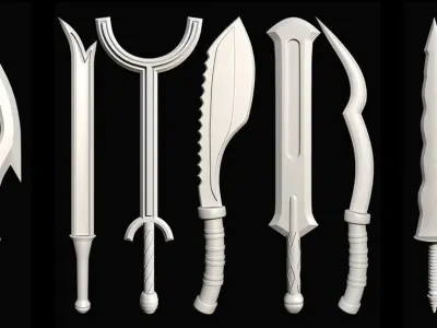 58 Sword Base Mesh Pack Low-poly 3D model