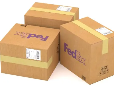 Fedex Cardboard Box Low-poly 3D model