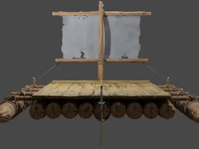 Wooden Raft --- MADE IN BLENDER  FOR CYCLES Free 3D model