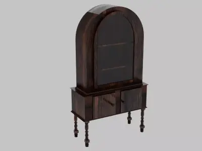 Antique China Cabinet or Hutch with Glass Door Low-poly 3D model purchase