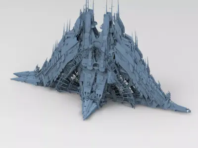 Cyberpunk magma oil rig fountain 1 3D model