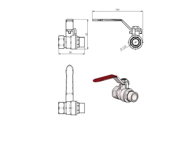 Water ball valve 3D model