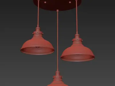 ARTCRAFT 3-Light Bronze and Copper Pendant 3D model