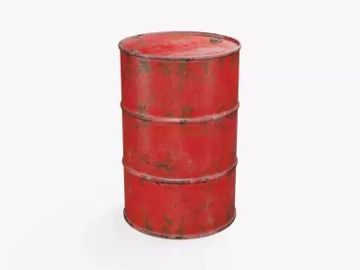 Steel Barrel - Red - Rusted 3D model
