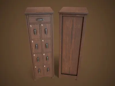 Vintage File Drawer Cabinet Low-poly 3D model