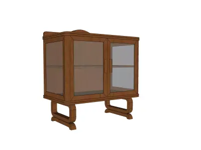 Antique Timber Low Display Shelf Carpentered Craft Malaysia 3D model