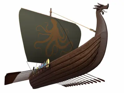 Viking Ship Low-poly 3D model