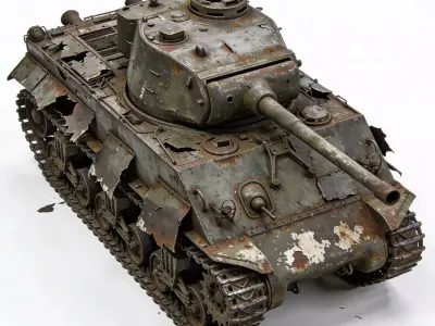 Abandoned Post-Apocalyptic Battle Tank 3D Model Low-poly 3D model