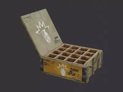 US Grenade Cache Crate Military Explosive Box Low-poly 3D model