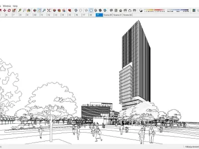 Sketchup Commercial Office Complex 254 3D model