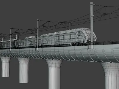 Bridge with Hitachi HTR 412 3D model