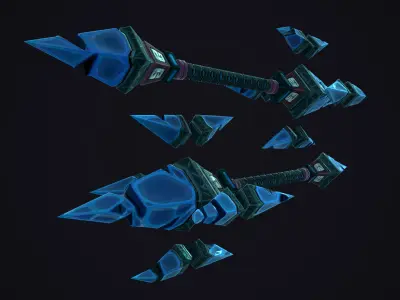 Stylized Weapon Ice Staff Low-poly 3D model