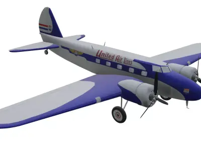 Boeing 247D Low-poly 3D model