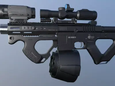 AR-15 Low Poly gun with scope Low-poly 3D model