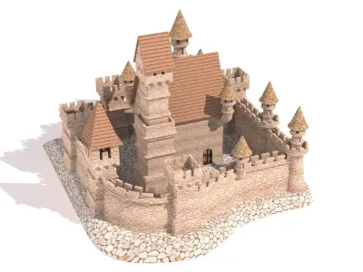 Burg castel Low-poly 3D model