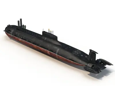 submarine 3D model - Textured and UV Mapped