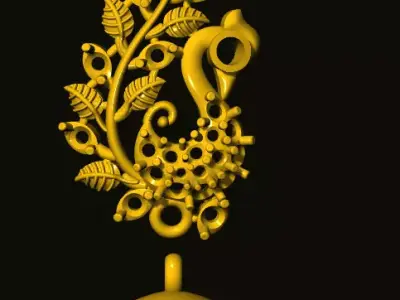 jumka golden peacock 3D print model buy