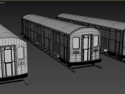 3 trains low   high poly subdiv 1 and 2 Low-poly 3D model