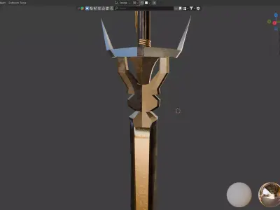Bronze Long Sword Low-poly 3D model