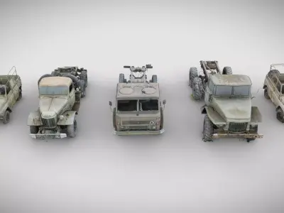 Wrecks of military vehicles - package 01 3D model