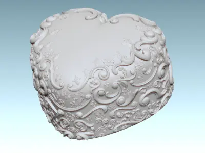 Heart Shaped Art Nouveau Jewelry Box 3D Printable 3D print model