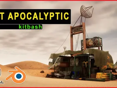 Post Apocalyptic Kitbash UNREAL FBX BLEND Houses Containers  3D model
