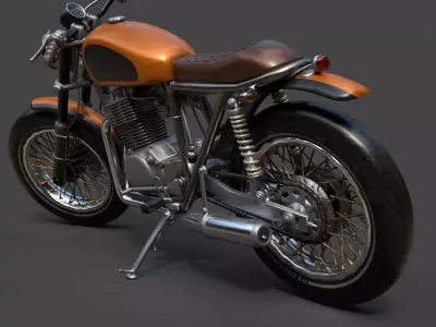 Custom Cafe Racer Motorcycle - Optimized Real-Time 3D Model 3D model