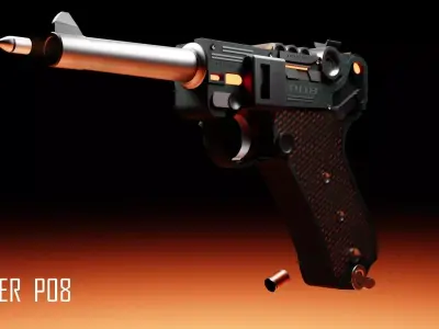 Pistol L P08 Low-poly 3D model