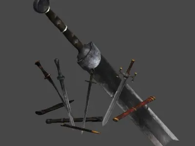 Fantasy sword pack1 Low-poly 3D model
