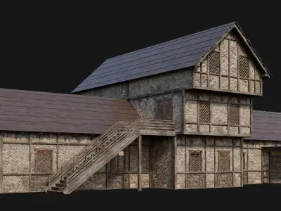 209-210-211-212 Old Medieval Houses Pack 4K Textures Low-poly 3D model
