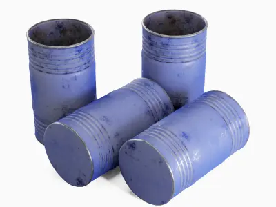 Old Steel Barrel 05 Low-poly 3D model