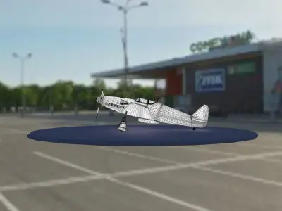 airplane in parking lot Low-poly 3D model