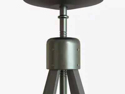 Wood Steel Industrial Bar Chair 3D model