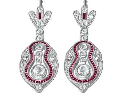 Antique Art Deco Style Earring 3 3D print model
