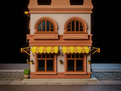 LOWPOLY CITY BUILDING STYLIZE 1 Low-poly 3D model
