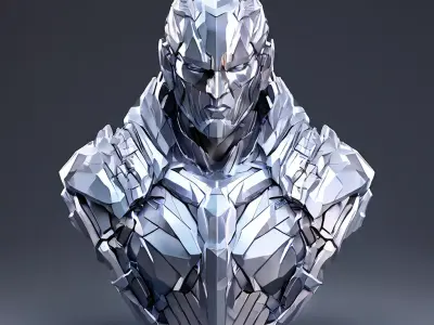 Scifi Armored Cyborg Bust Low-poly 3D model