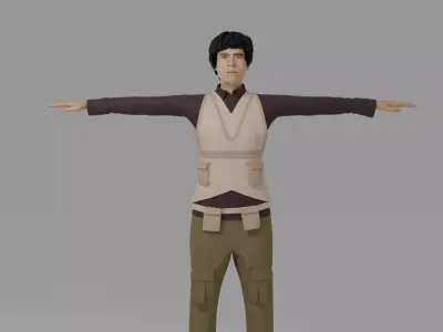 WWI Fighter Aircraft Pilot Low-poly 3D model