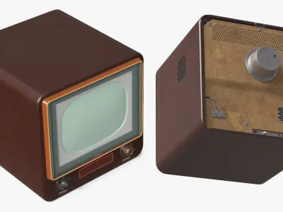 Vintage Tube Television 1950s Brown 3D model