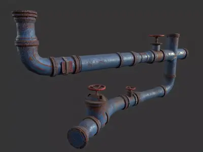 Pipes set of Low-poly 3D model