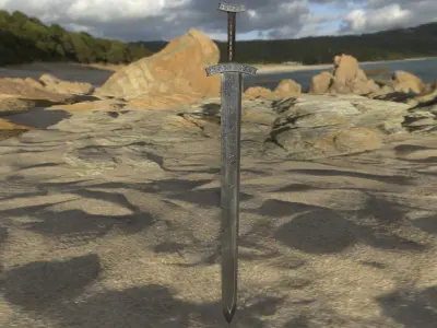 Engraved Viking Sword Low-poly 3D model
